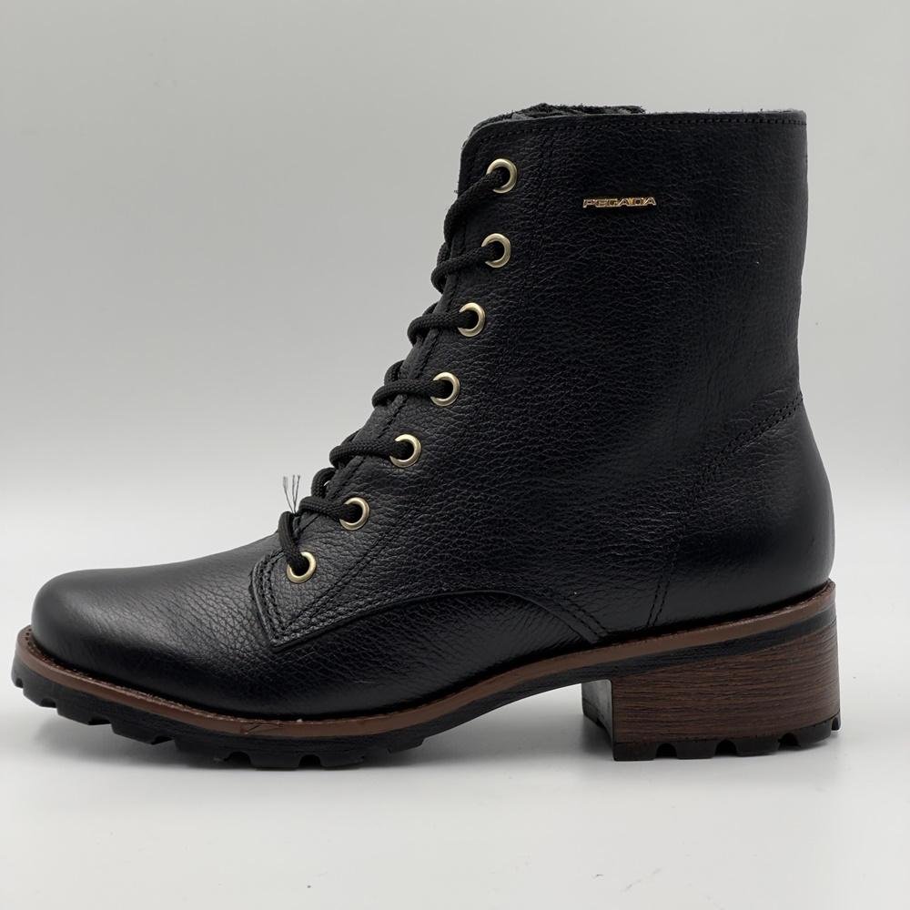 Coturno Pegada Tratorado Salto Baixo Feminino Preto 2