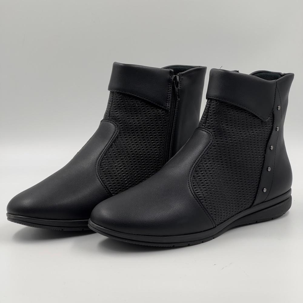 Coturno Feminino Botinha Preta Cano Curto Sem Salto Bota