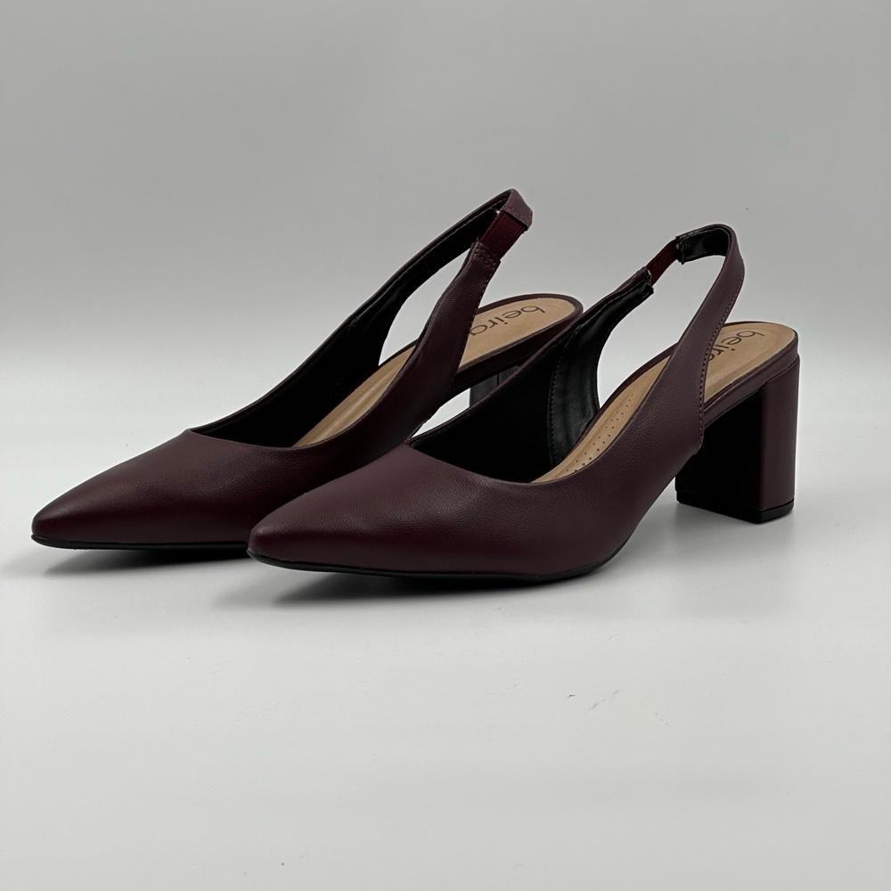 Sapato Beira Rio Slinback Salto Médio Feminino Marrom 2