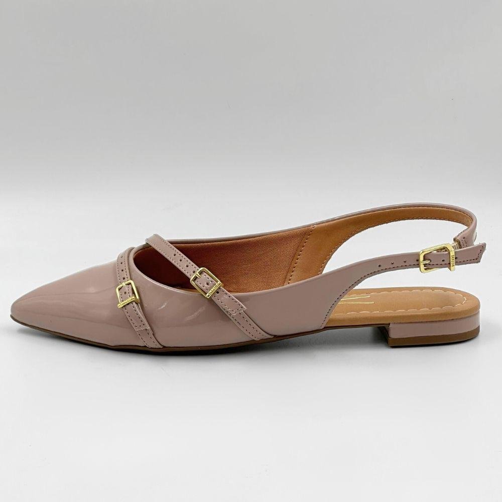 Sapato Vizzano Slingback Bico Fino Salto Baixo Feminino Cinza