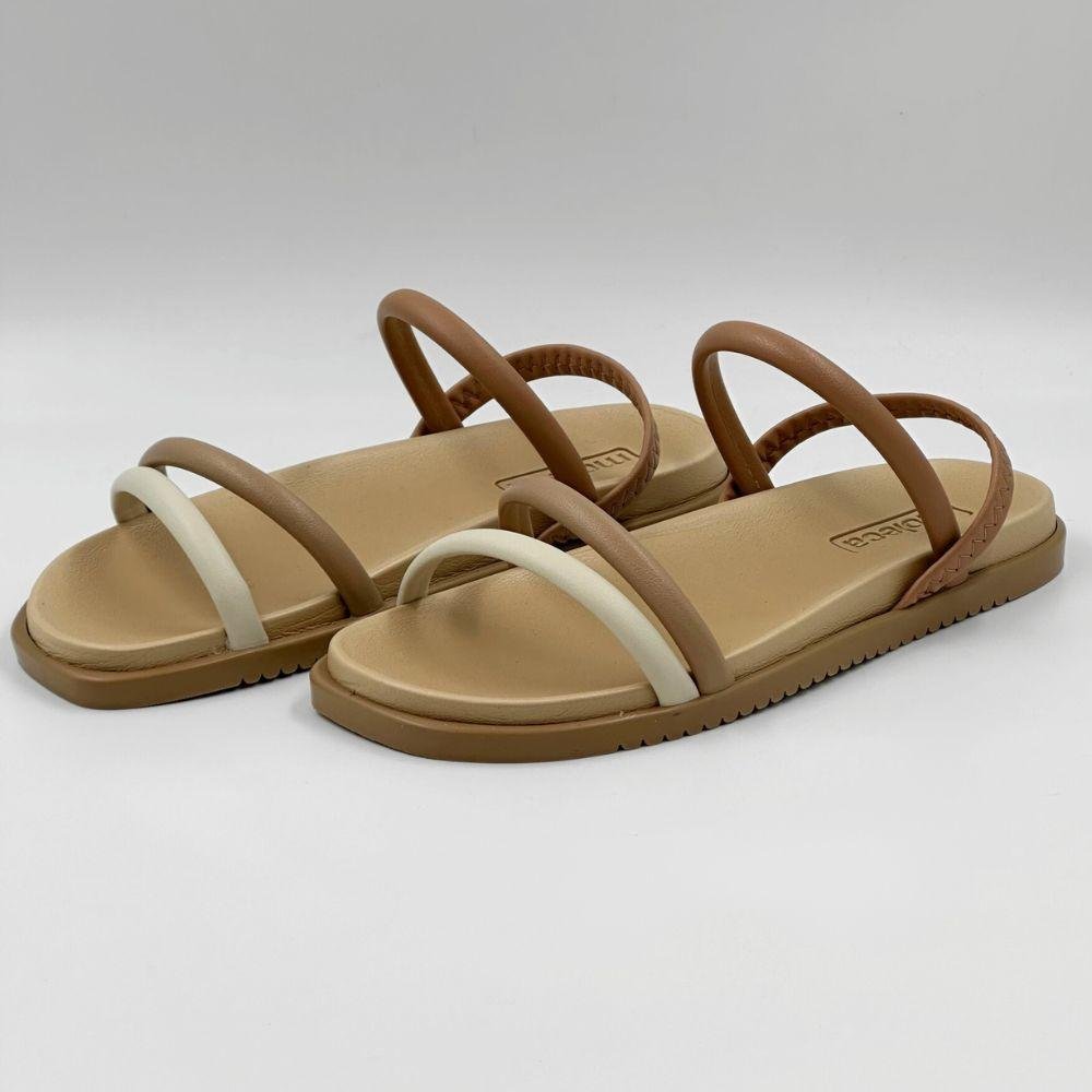 Sandália Moleca Papete Rasteira Casual Feminina Marrom 2
