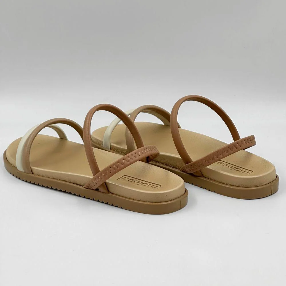 Sandália Moleca Papete Rasteira Casual Feminina Marrom 3