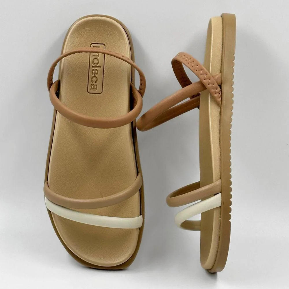 Sandália Moleca Papete Rasteira Casual Feminina Marrom 4