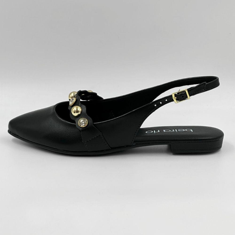 Sapato Beira Rio Slingback Salto Baixo Feminino Preto 1