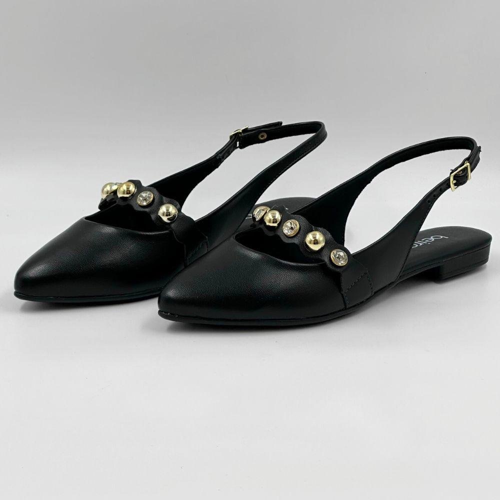 Sapato Beira Rio Slingback Salto Baixo Feminino Preto 2