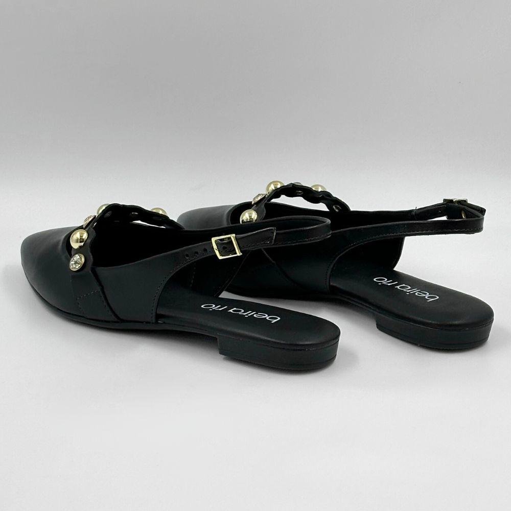Sapato Beira Rio Slingback Salto Baixo Feminino Preto 3