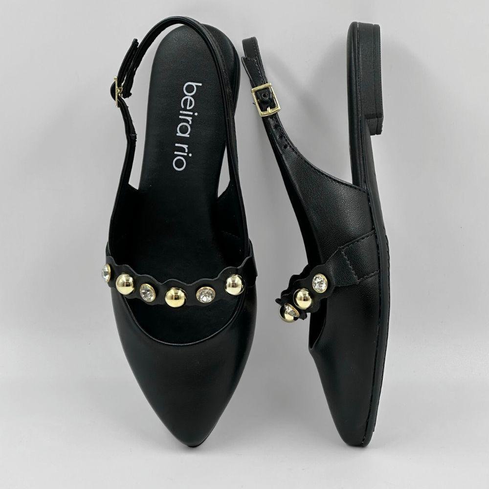 Sapato Beira Rio Slingback Salto Baixo Feminino Preto 4