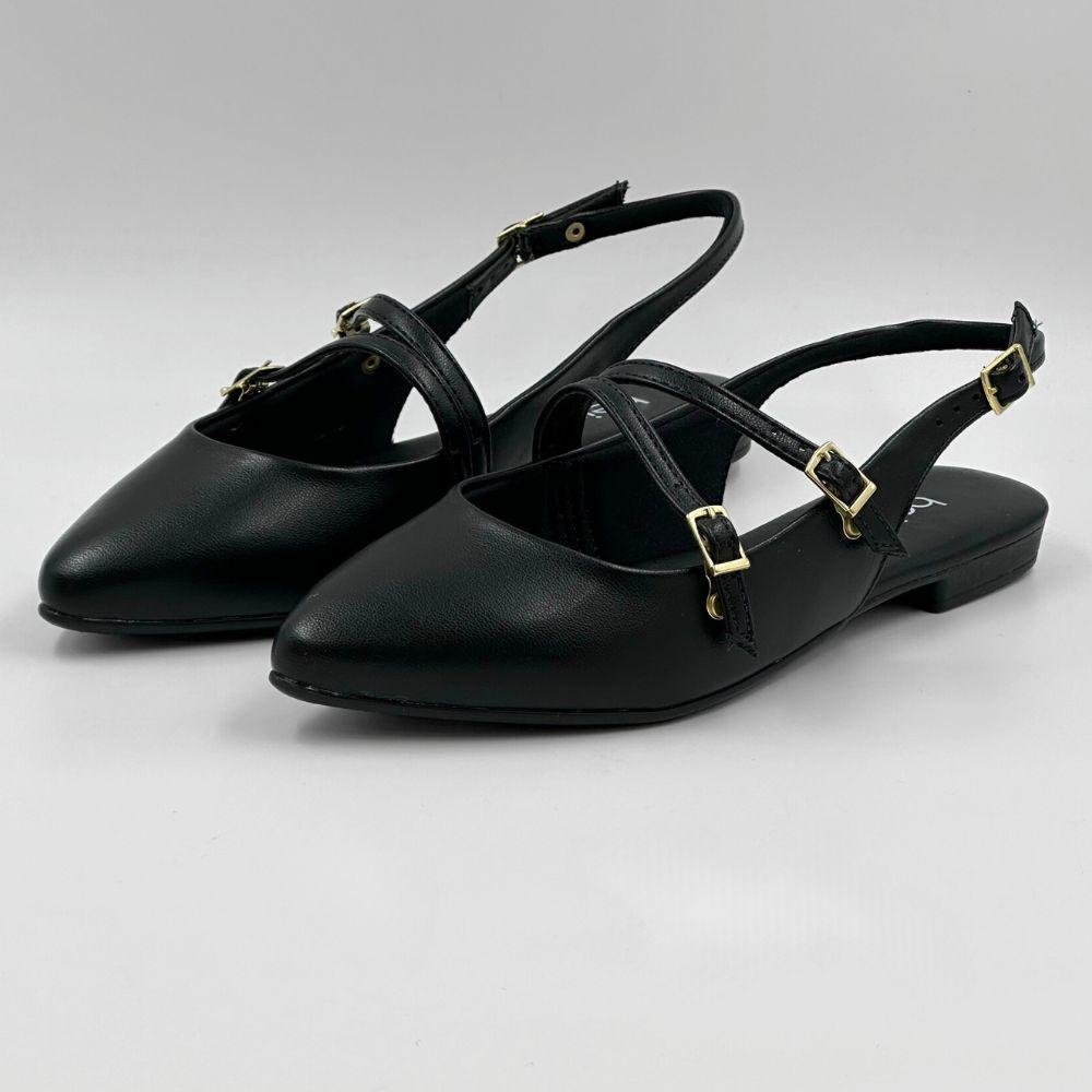 Sapato Beira Rio Slingback Salto Baixo Feminino Preto 2