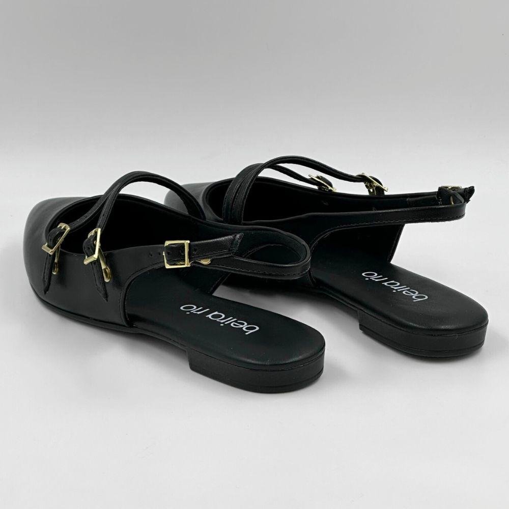 Sapato Beira Rio Slingback Salto Baixo Feminino Preto 3