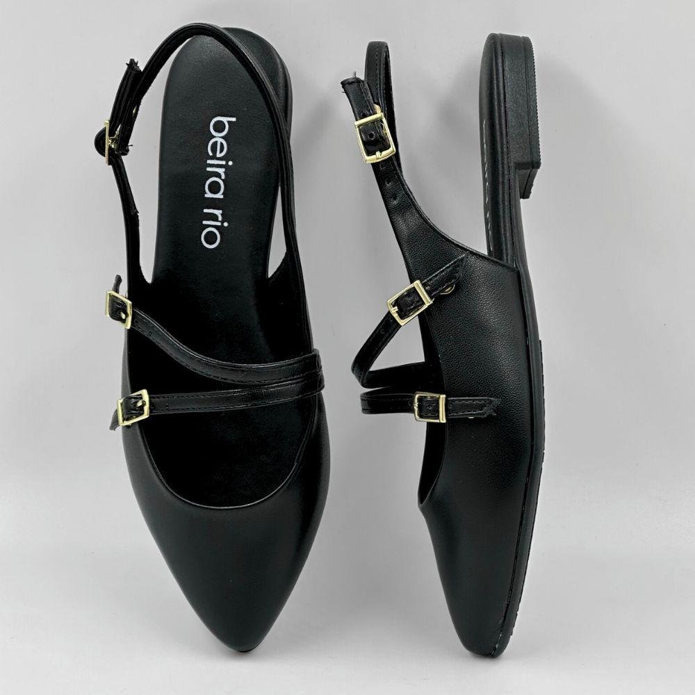 Sapato Beira Rio Slingback Salto Baixo Feminino Preto 4