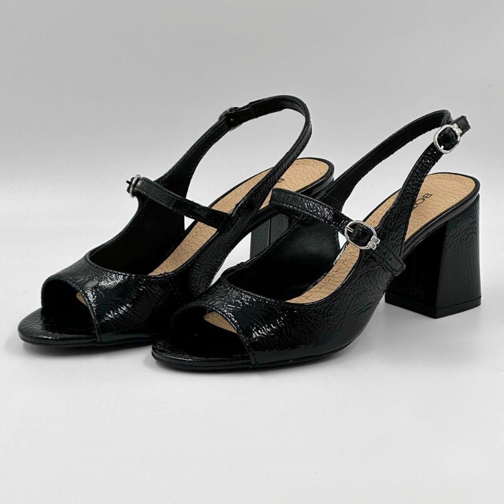 Sandália Bottero Casual em Verniz Salto Alto Feminina Preto 2