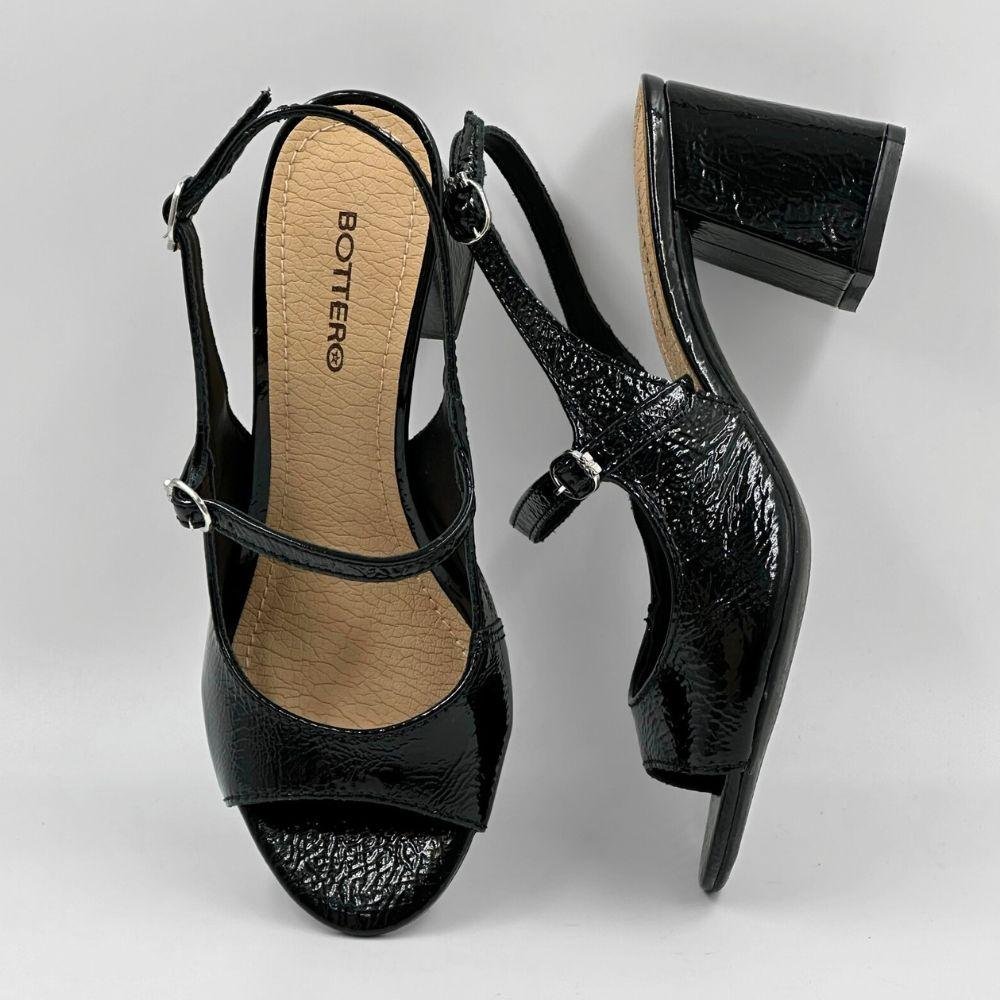 Sandália Bottero Casual em Verniz Salto Alto Feminina Preto 4