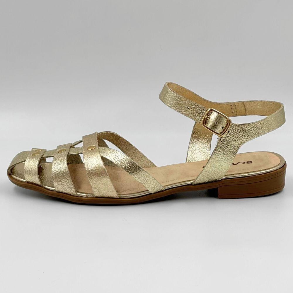 Sandália Bottero Casual Rasteira Metalizada Feminina Dourado 1