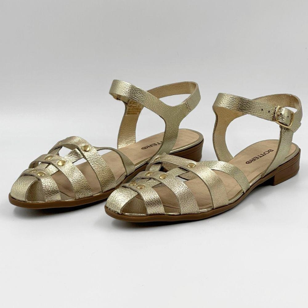 Sandália Bottero Casual Rasteira Metalizada Feminina Dourado 2