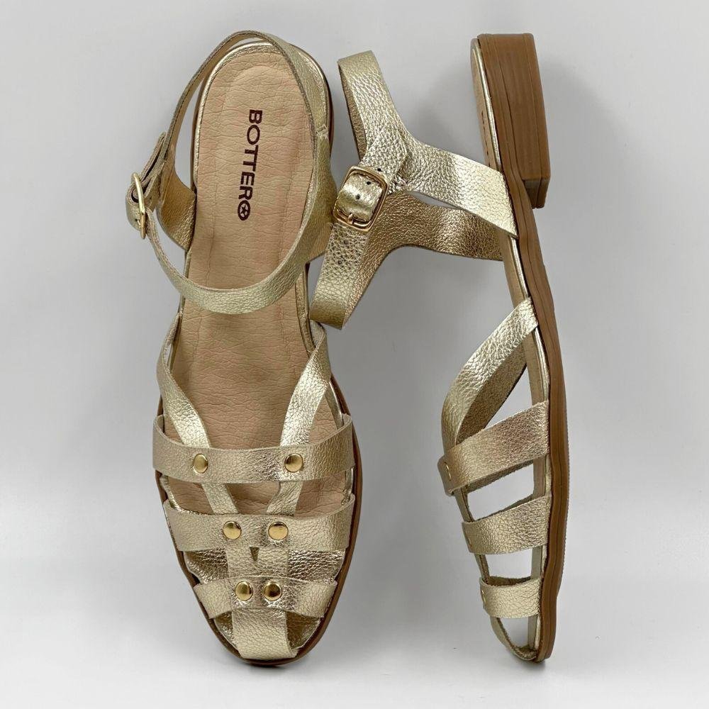 Sandália Bottero Casual Rasteira Metalizada Feminina Dourado 4