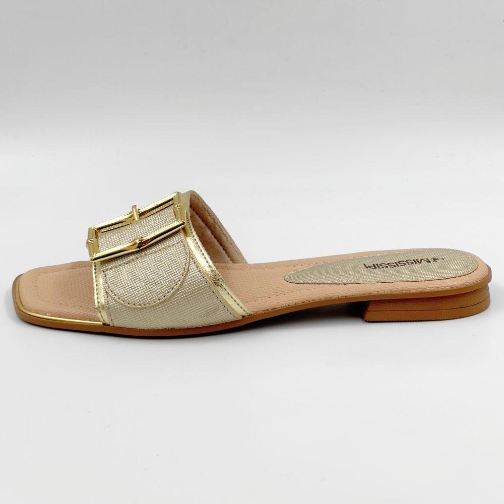 Tamanco Mississipi Rasteira Slide Feminino Dourado 1