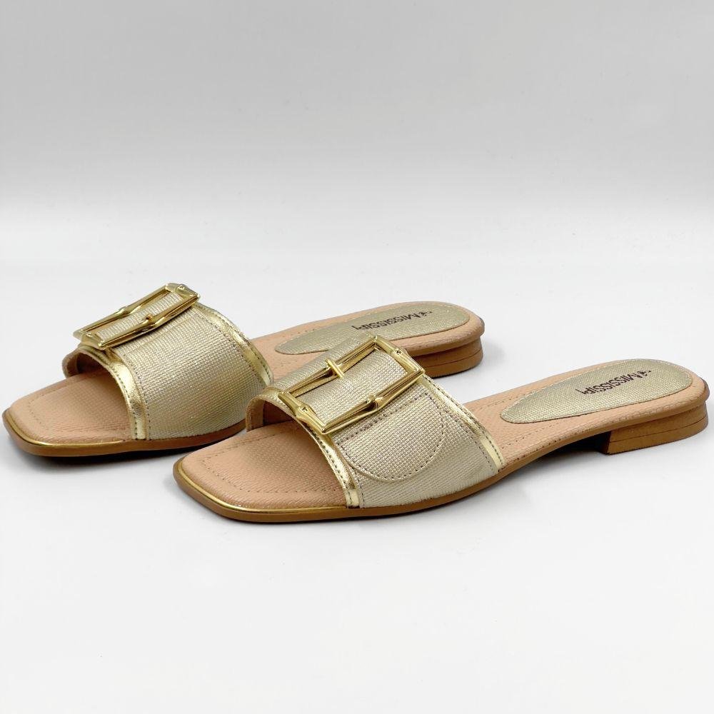 Tamanco Mississipi Rasteira Slide Feminino Dourado 2