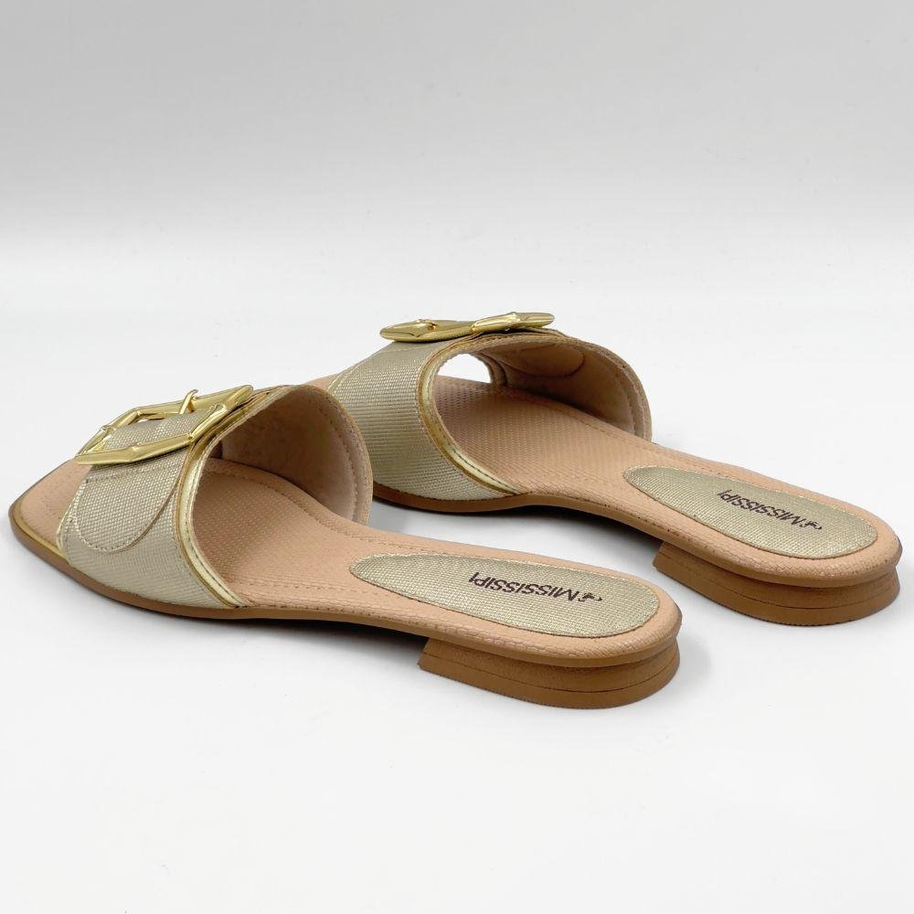 Tamanco Mississipi Rasteira Slide Feminino Dourado 3