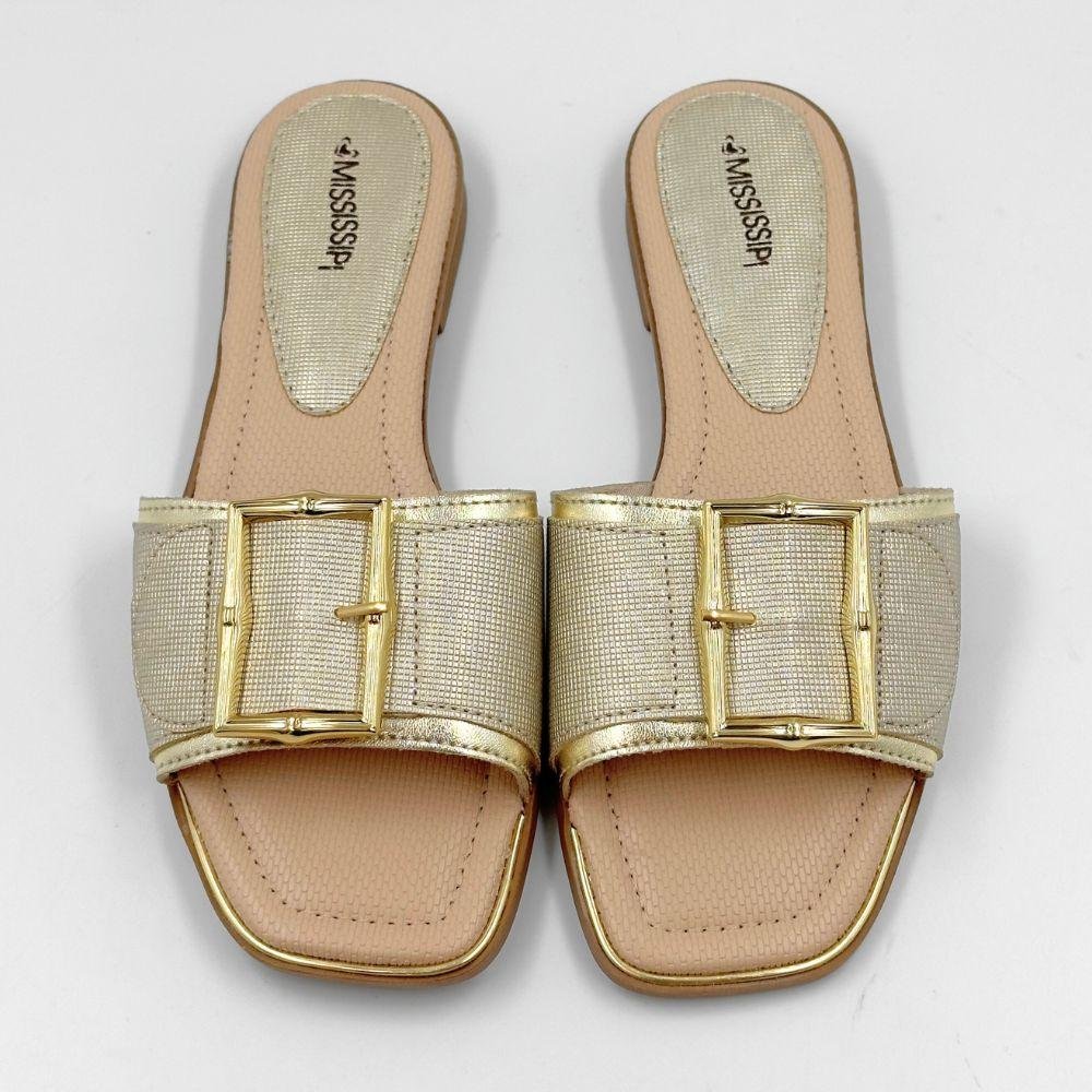 Tamanco Mississipi Rasteira Slide Feminino Dourado 4