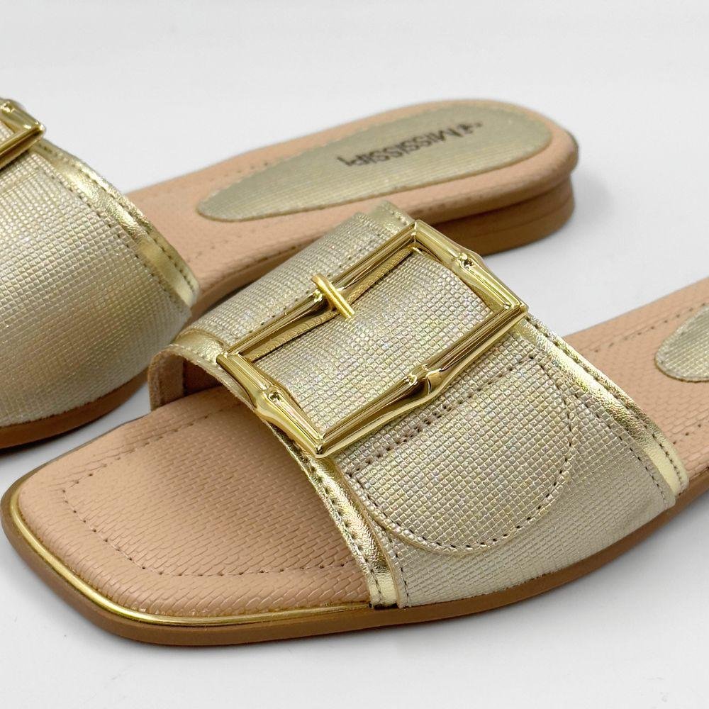 Tamanco Mississipi Rasteira Slide Feminino Dourado 5