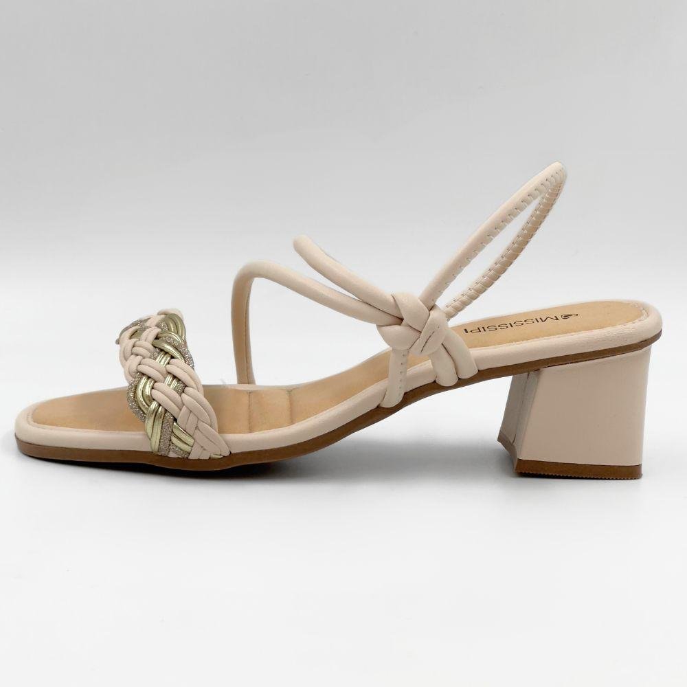 Sandália Mississipi Casual Salto Bloco Feminina Bege 1