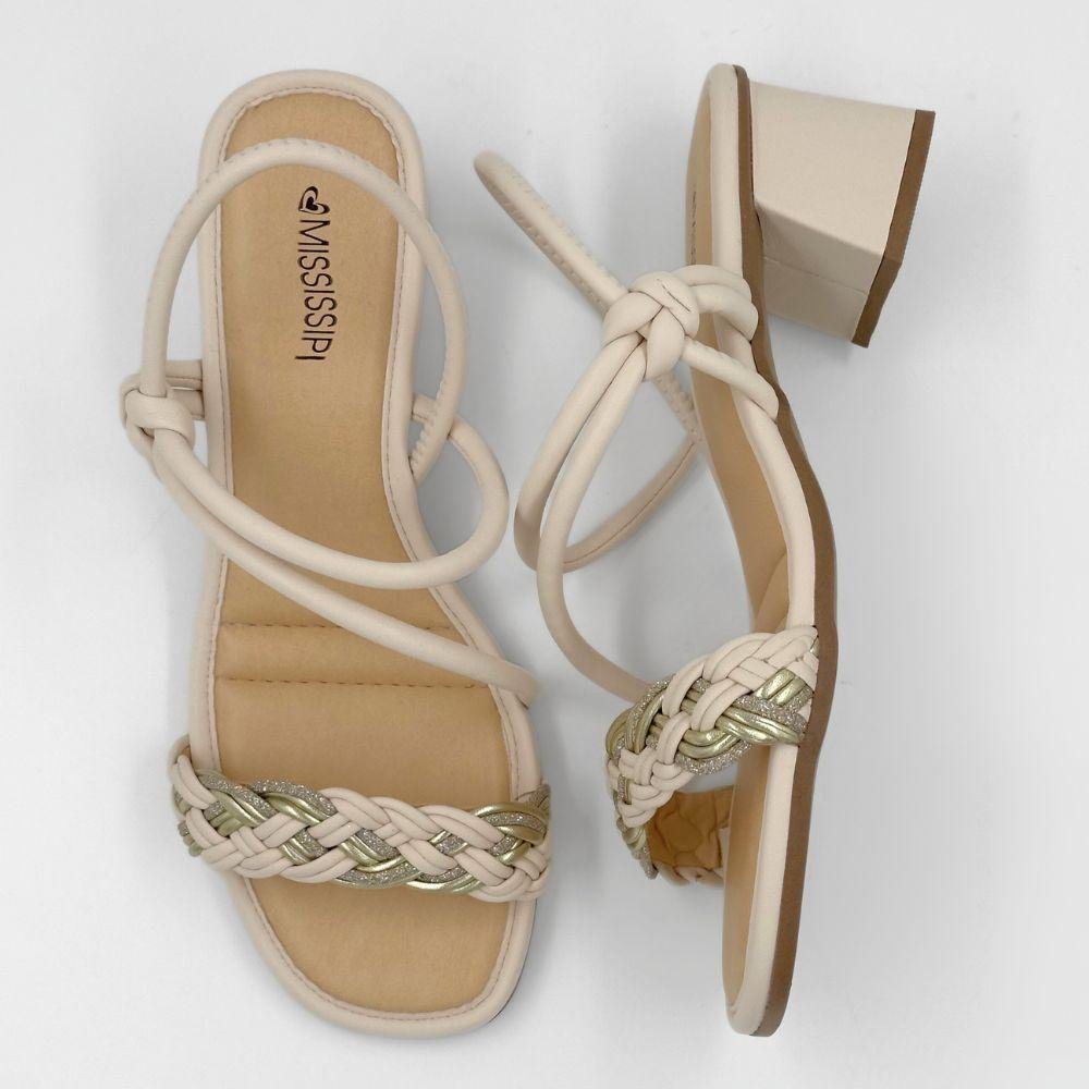 Sandália Mississipi Casual Salto Bloco Feminina Bege 4