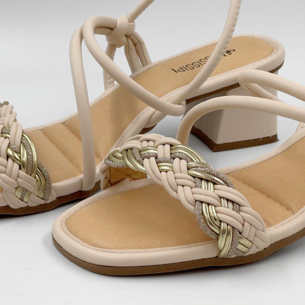 Sandália Mississipi Casual Salto Bloco Feminina Bege 5