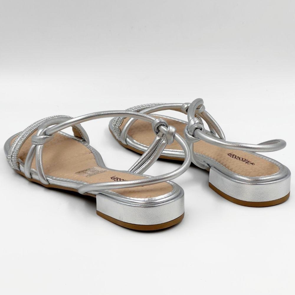 Sandália Mississipi Casual Metalizada com Salto Baixo Feminina Prata 3