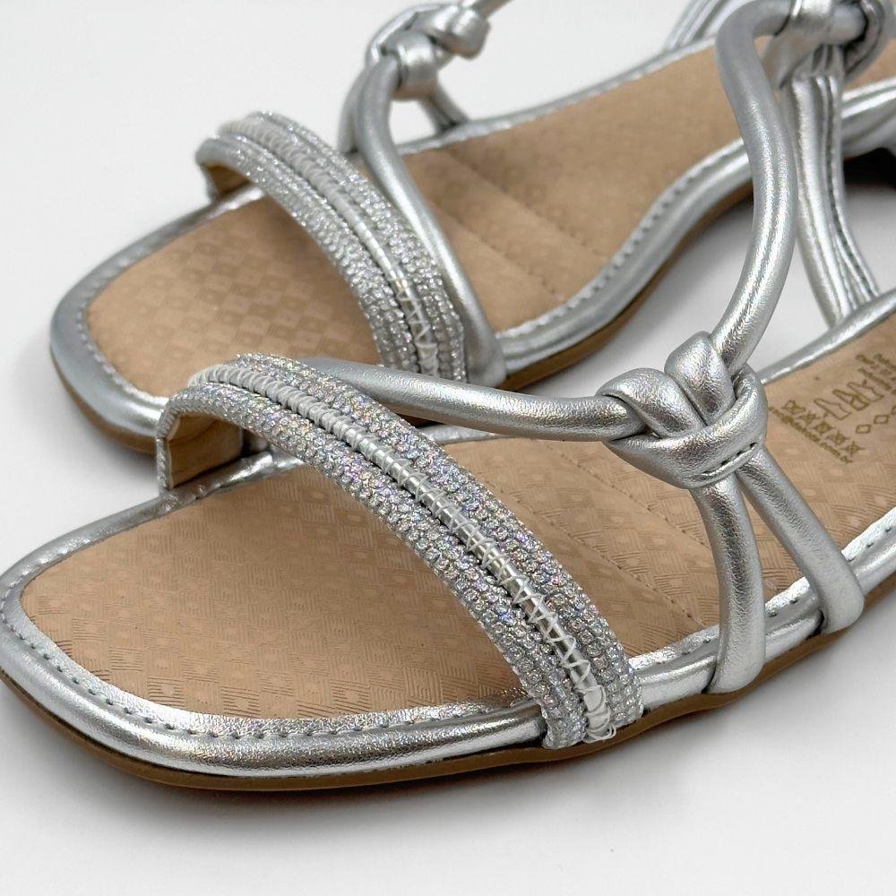 Sandália Mississipi Casual Metalizada com Salto Baixo Feminina Prata 5