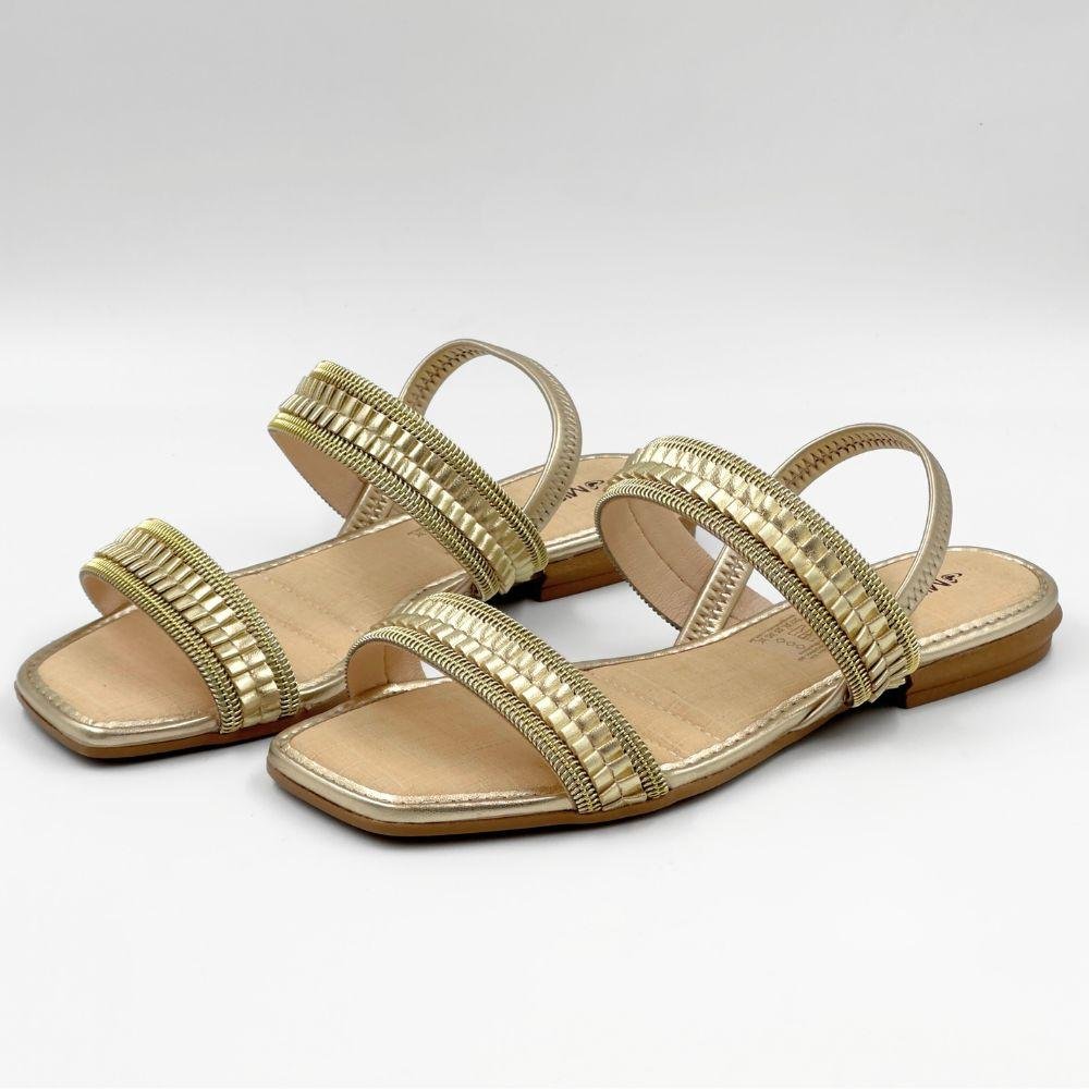 Sandália Mississipi Rasteira Casual Metalizada Feminina Dourado 2
