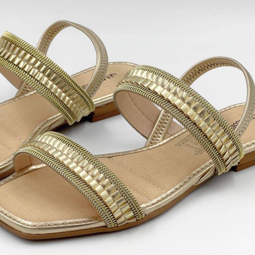 Sandália Mississipi Rasteira Casual Metalizada Feminina Dourado 5