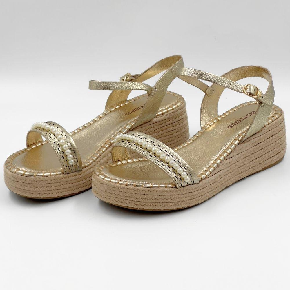 Sandália Bottero Anabela Metalizada Casual Feminina Dourado 2