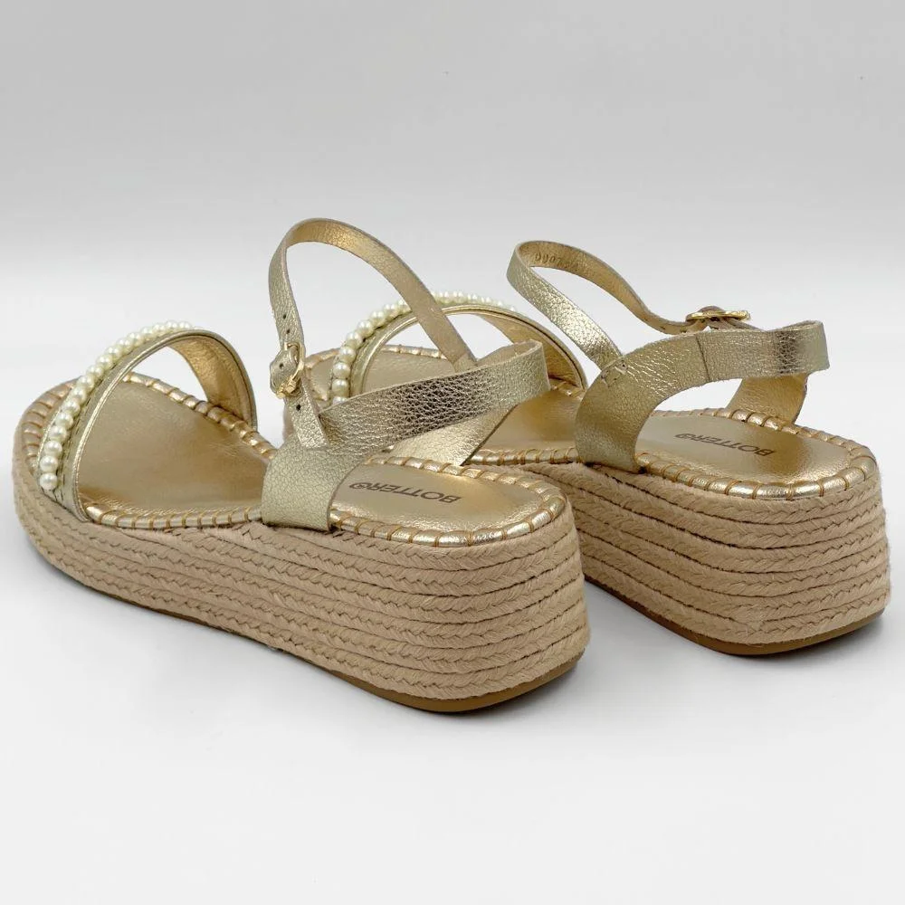 Sandália Bottero Anabela Metalizada Casual Feminina Dourado 3