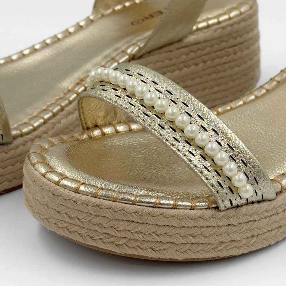 Sandália Bottero Anabela Metalizada Casual Feminina Dourado 5