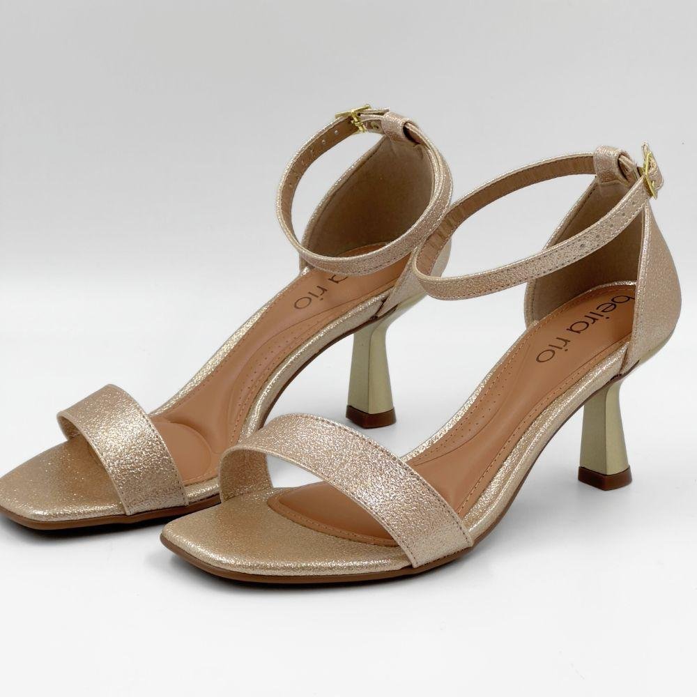 Sandália Beira Rio Casual Metalizada Salto Médio Feminina Dourado 2