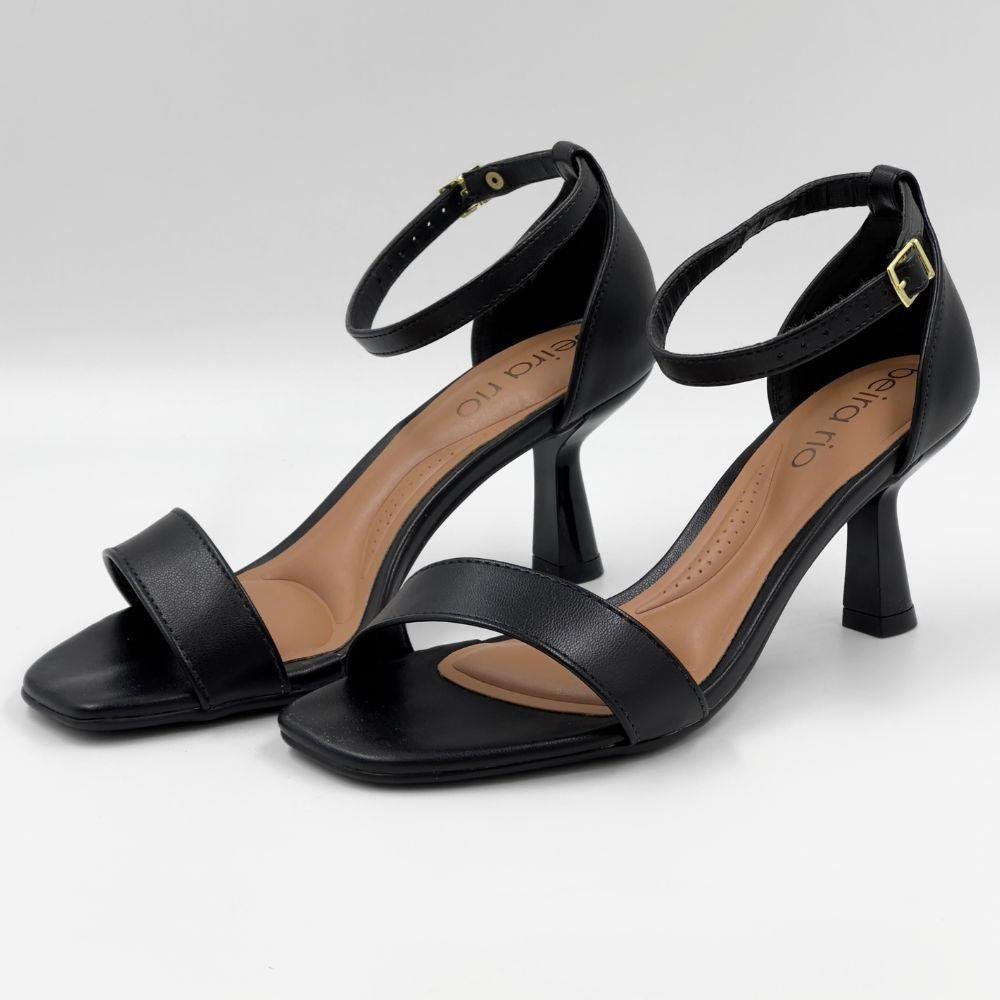 Sandália Beira Rio Casual Salto Taça Médio Feminina Preto 2