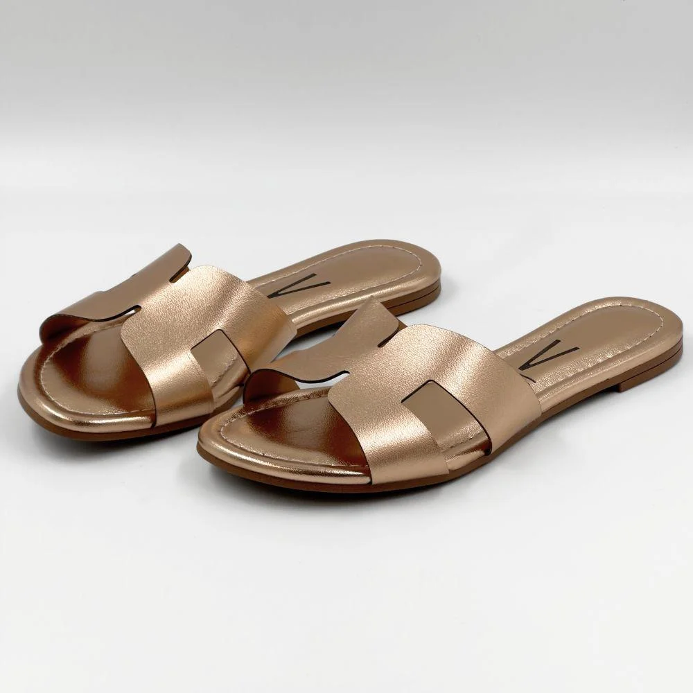 Tamanco Vizzano Rasteira Slide Metalizado Feminino Marrom 2