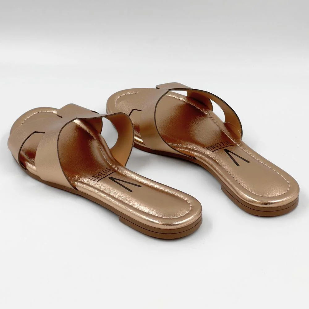 Tamanco Vizzano Rasteira Slide Metalizado Feminino Marrom 3