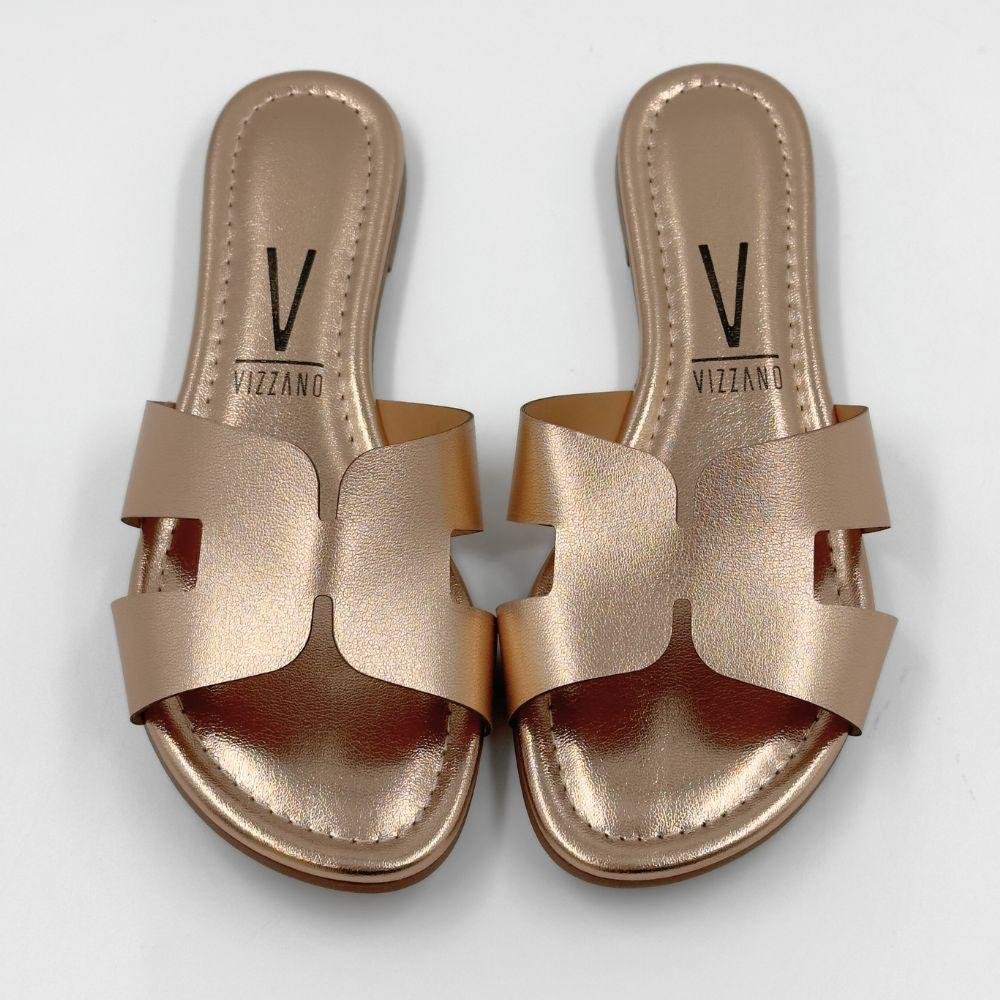 Tamanco Vizzano Rasteira Slide Metalizado Feminino Marrom 4