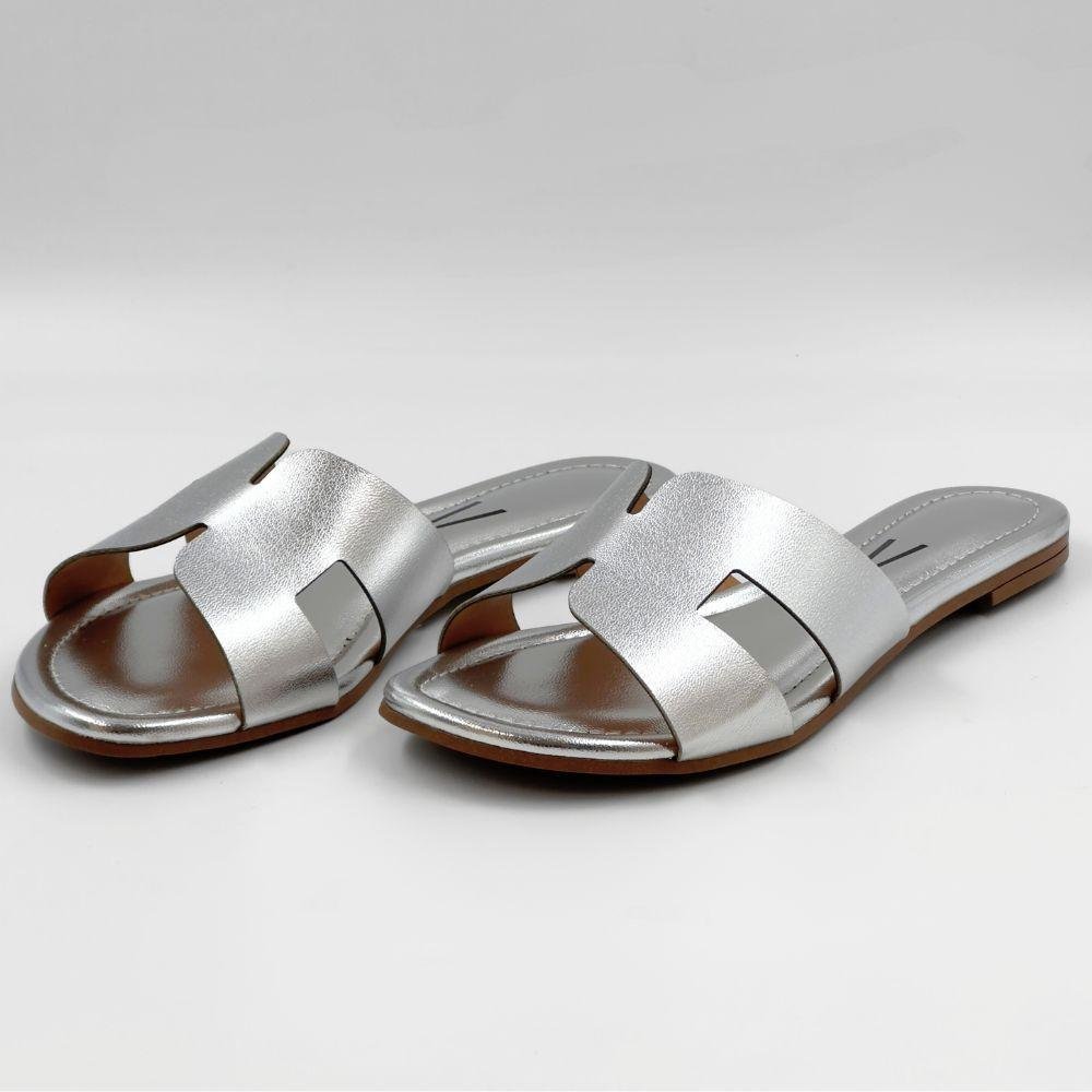 Tamanco Vizzano Rasteira Slide Metalizado Feminino Prata 2