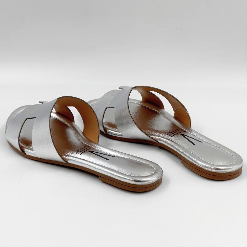 Tamanco Vizzano Rasteira Slide Metalizado Feminino Prata 3