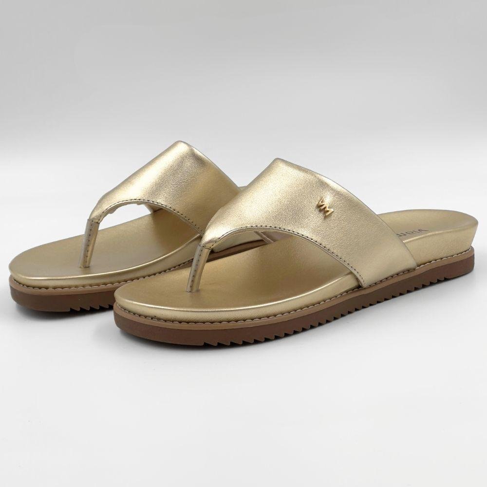 Tamanco Via Marte de Dedo Metalizado Casual Feminino Dourado 2