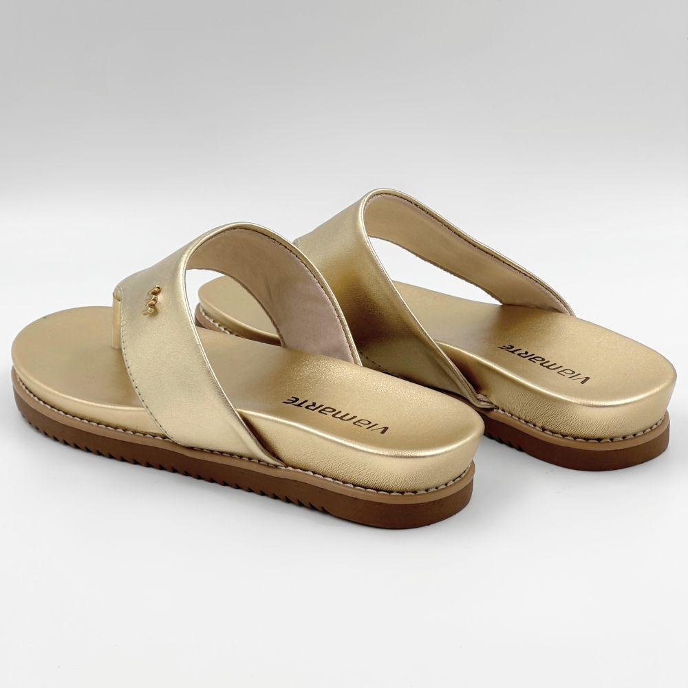Tamanco Via Marte de Dedo Metalizado Casual Feminino Dourado 3