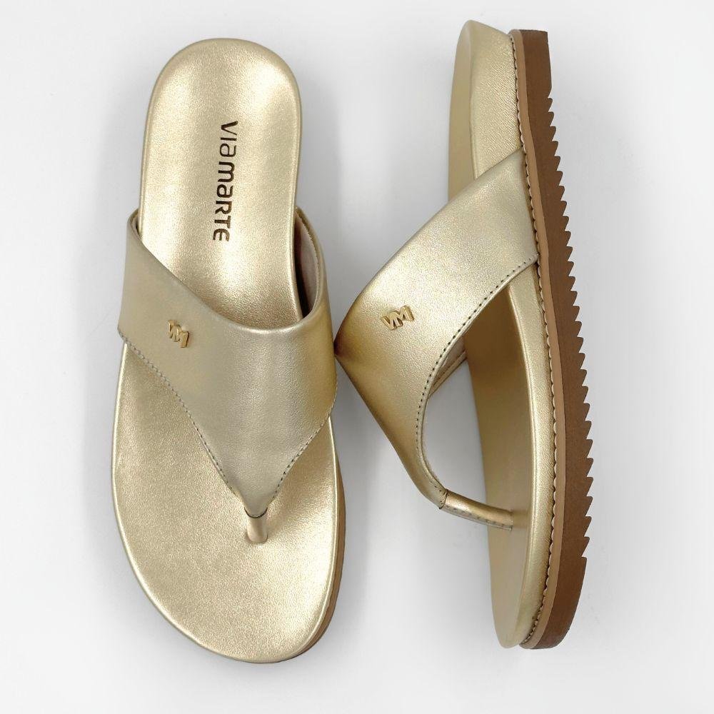 Tamanco Via Marte de Dedo Metalizado Casual Feminino Dourado 4