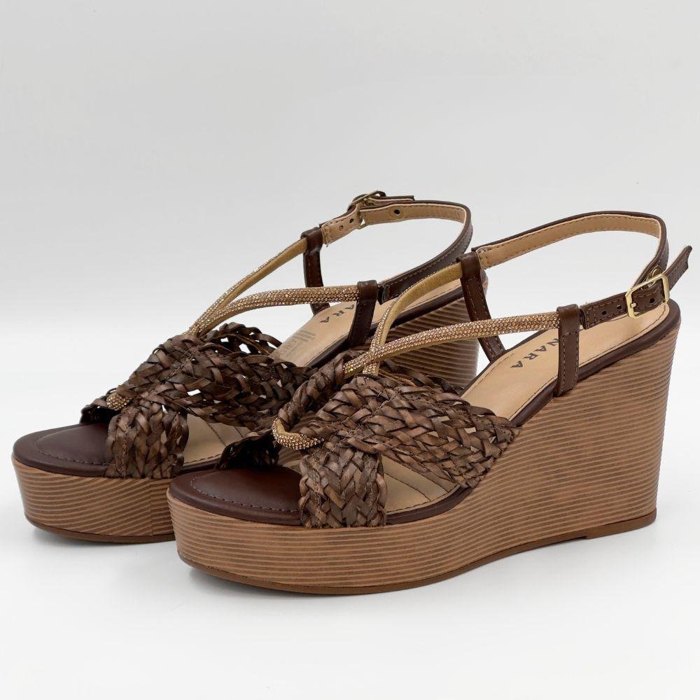 Sandália Tanara Anabela Casual Feminina Marrom 2