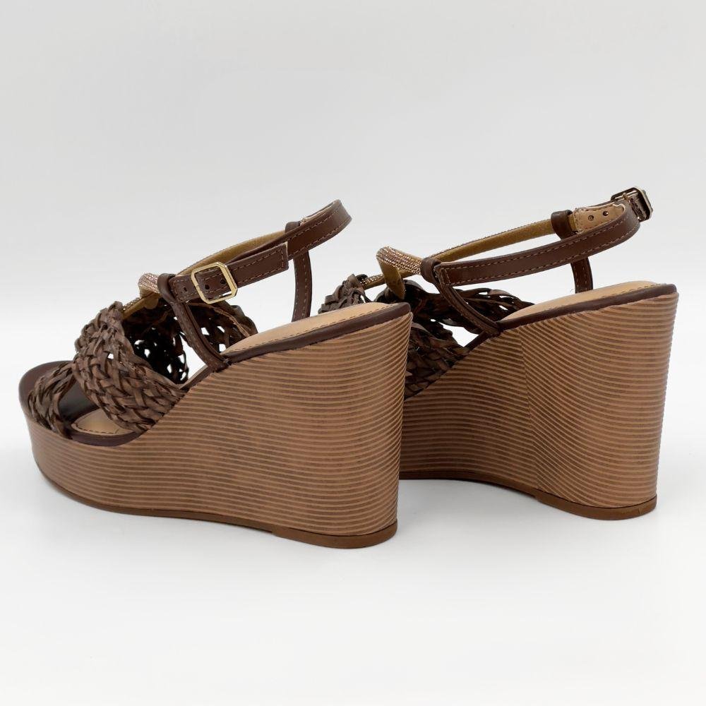 Sandália Tanara Anabela Casual Feminina Marrom 3