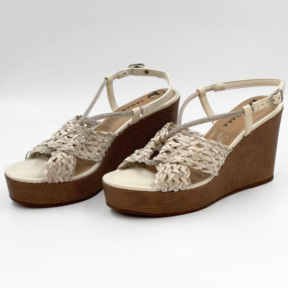 Sandália Tanara Anabela Casual Feminina Bege 2