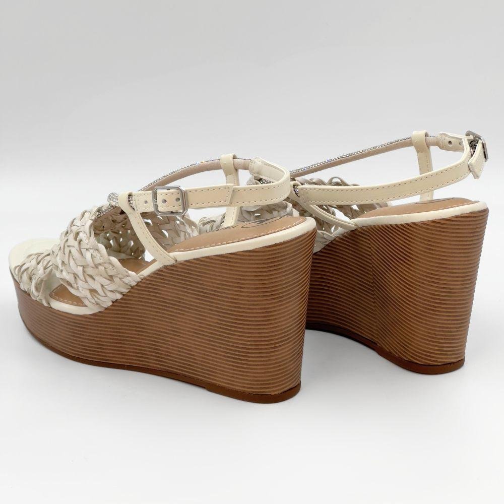 Sandália Tanara Anabela Casual Feminina Bege 3