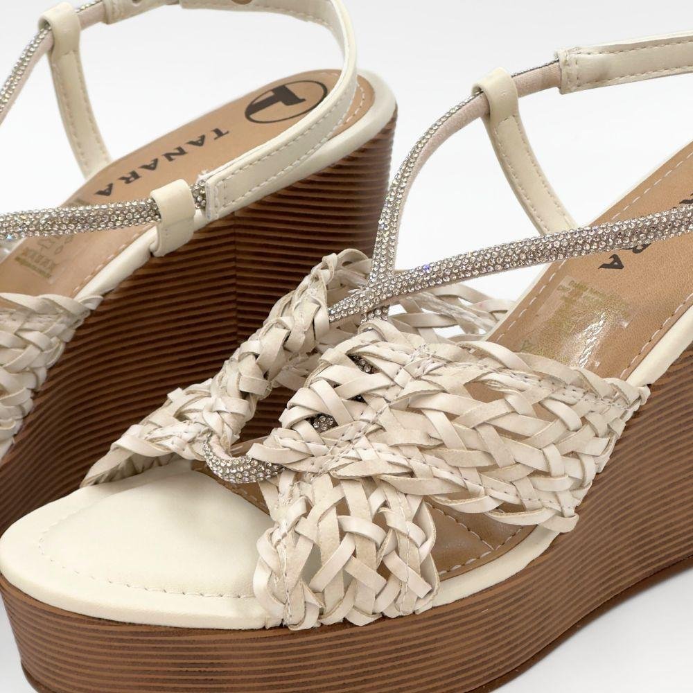 Sandália Tanara Anabela Casual Feminina Bege 5