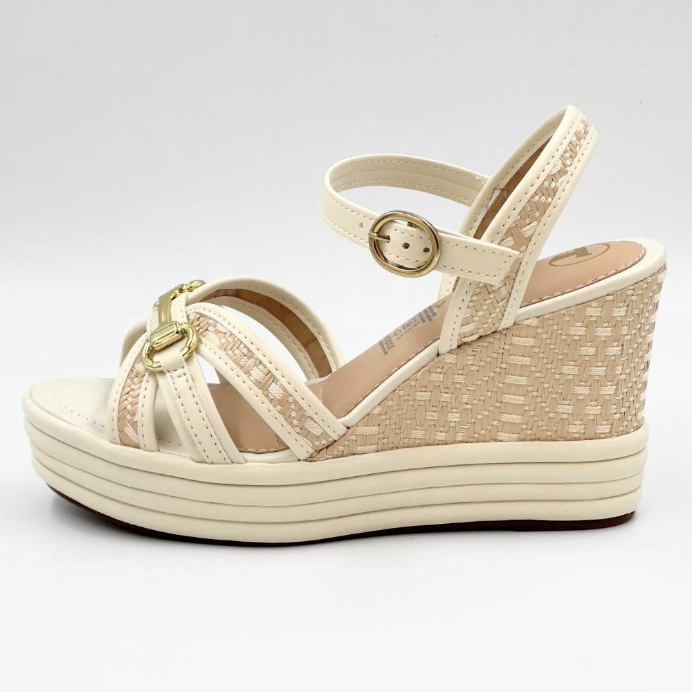 Sandália Tanara Casual Anabela Feminina Bege 1